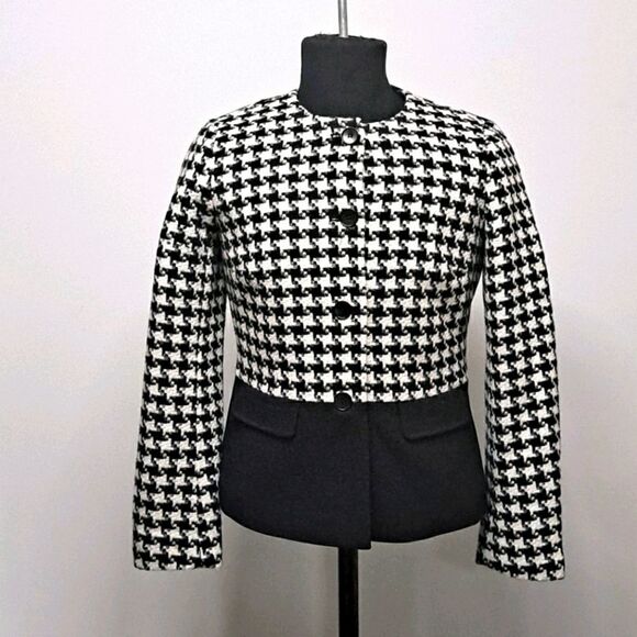 Talbots Jackets & Blazers - Talbots Women’s Size 10 Black Button Down Houndstooth Blazer Suit Jacket